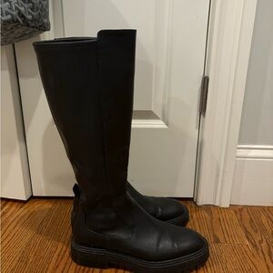 Black Knee-High Leather Boots